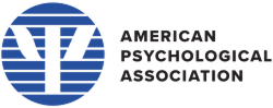 Logo of the American Psychological Association featuring a blue circular design with white horizontal stripes and a stylized “psi” symbol, next to the text “American Psychological Association.”.