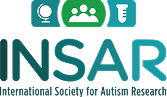 Logo of INSAR (International Society for Autism Research), featuring stylized icons of a globe, group of people, and a test tube above the acronym 